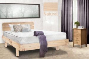 מיטה זוגית 140x190 דגם פרפר עץ מלא + מזרן מתנה מבית Olympia - צבע טבעי