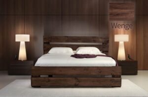 מיטה זוגית 160x200 דגם כפרית עץ מלא + מזרן מתנה מבית Olympia - צבע וונגה