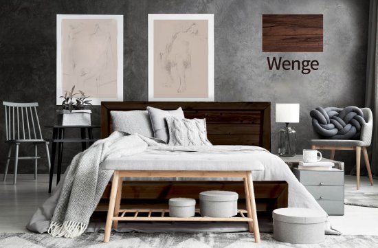 מיטה זוגית 140x190 דגם 5016 עץ מלא + מזרן מתנה מבית Olympia - צבע וונגה