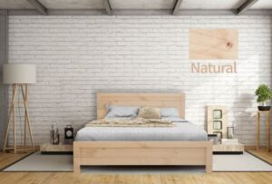 מיטה זוגית 140x190 דגם 5034 עץ מלא + מזרן מתנה מבית Olympia - צבע טבעי