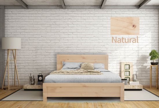 מיטה זוגית 140x190 דגם 5034 עץ מלא + מזרן מתנה מבית Olympia - צבע טבעי