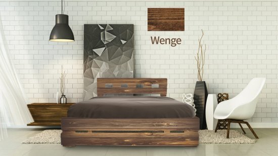 מיטה זוגית 140x190 דגם 5029 עץ מלא + מזרן מתנה מבית Olympia - צבע וונגה