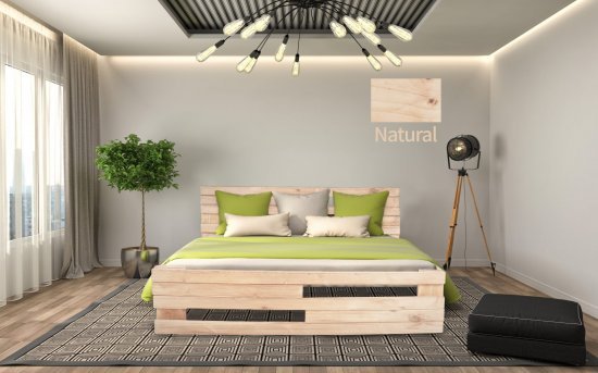 מיטה זוגית 140x190 דגם 5026 עץ מלא + מזרן מתנה מבית Olympia - צבע טבעי