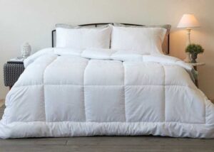 שמיכת פוך זוגית אנטי אלרגית 220X200 ס''מ מילוי סיבי הולופייבר 100% פוליאסטר דגם אלסקה Homestyle - צבע לבן