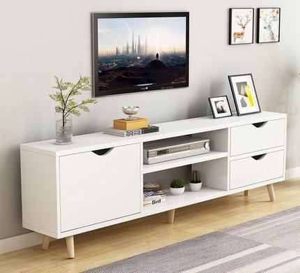 מזנון טלוויזיה ידיות נסתרות מבית Ramos - צבע לבן