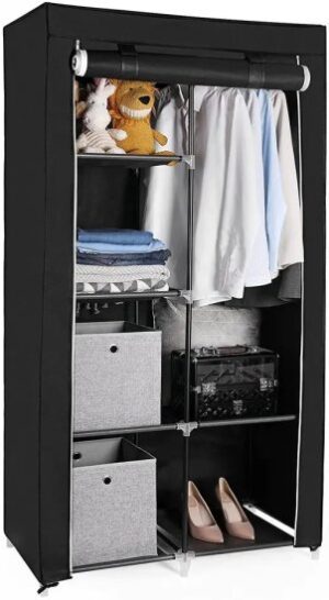 ארון קל לאחסון 5 תאים + מתלה וכיסוי בד Ramos CW-032 - צבע שחור