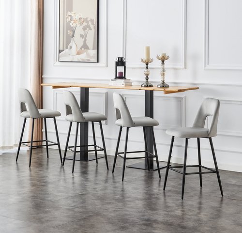 זוג כיסאות בר דגם Ramos Anna - צבע אפור בהיר