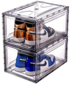 קופסת נעליים קשיחה מבית HomeSet דגם Platinum - צבע שקוף מושחר