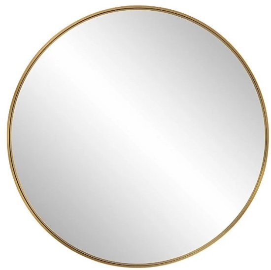 מראת תלייה עגולה 80 ס''מ דגם שרי בעלת מסגרת מתכת דקה בגוון זהב - Star Shop