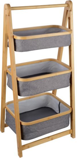 מעמד אחסון 3 תאים מבית Space - צבע במבוק ואפור