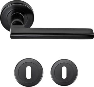 ידיות דלת פנים דגם גרנדה + זוג רוזטות מפתח 0 מבית Yale - צבע שחור
