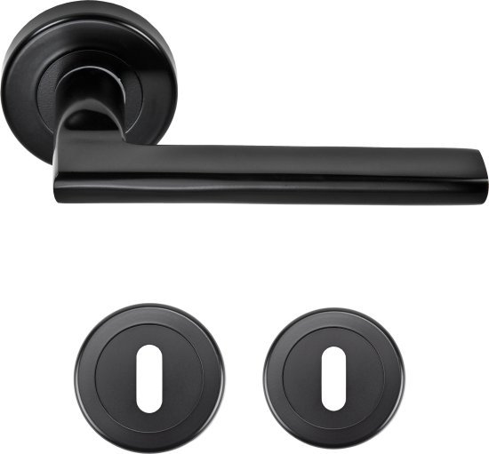ידיות דלת פנים דגם גרנדה + זוג רוזטות מפתח 0 מבית Yale - צבע שחור