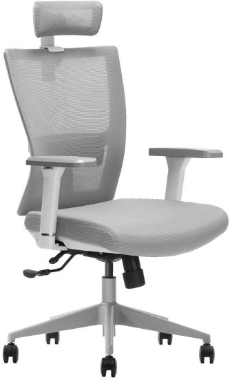 כיסא אורטופדי פרימיום ארגונומי מתכוונן עם תומך ראש דגם Inbar מבית Ergotop - צבע אפור