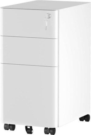 שידת 3 מגירות ממתכת עם גלגלים מבית Keisar - צבע לבן