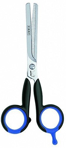 מספריים מקצועיים לדילול שיער 17 ס''מ 42 שיניים דגם Finny מבית Kretzer Solingen - צבע כחול / שחור