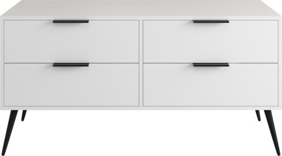 שידה מעוצבת 4 מגירות דגם חן מבית Ramos - צבע לבן בשילוב שחור