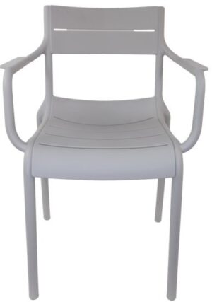 כיסא לגינה ולבית עם ידיות Mira PP-903 - צבע אפור בהיר