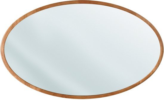 מראת תלייה בצורת אליפסה עם מסגרת עץ בגוון טבעי 80X60 ס''מ StarShop