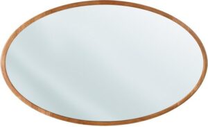 מראת תלייה בצורת אליפסה עם מסגרת עץ בגוון טבעי 140X70 ס''מ StarShop