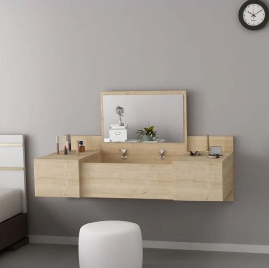 שידת איפור מרחפת דגם Amazona מבית StarShop - צבע עץ אלון