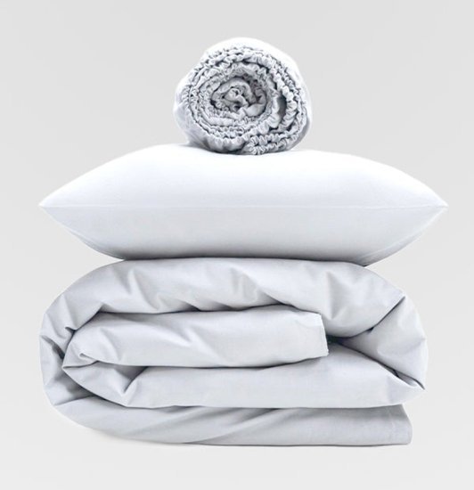 סט מצעים למיטה זוגית 160X200 ס''מ קולקציית במבוק Arige Gad - צבע לבן