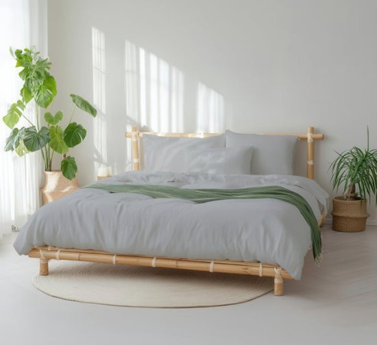 סט מצעים למיטת יחיד 90X200 ס''מ קולקציית במבוק Arige Gad - צבע אפור בהיר