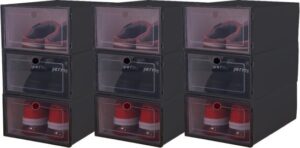 סט 9 קופסאות נעליים מודולריות עם מכסה שקוף HomeSet - צבע שחור