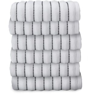 6 מגבות פנים 100% כותנה 50x90 ס''מ סדרת Danube מבית Homestyle - צבע לבן ושחור