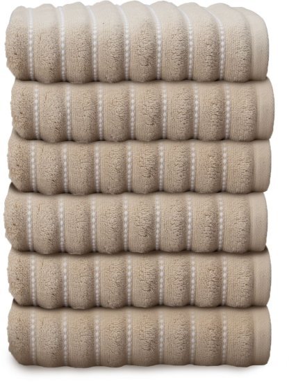 6 מגבות פנים 100% כותנה 50x90 ס''מ סדרת Danube מבית Homestyle - צבע אבן ולבן