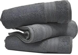 סט 3 מגבות רחצה 100% כותנה 90x140 ס''מ קולקציית דניאל מבית Arige Gad - צבע אפור כהה