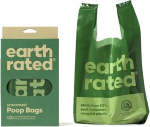 שקיות גופיה ללא בישום לאיסוף צואת כלבים מבית Earth Rated - מארז 120 שקיות