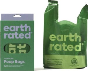 שקיות גופיה בניחוח לבנדר לאיסוף צואת כלבים מבית Earth Rated - מארז 120 שקיות