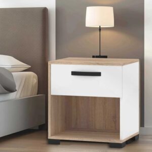 שידת לילה עם מגירה אחת דגם Hermes מבית Tudo Design - צבע לבן / עץ