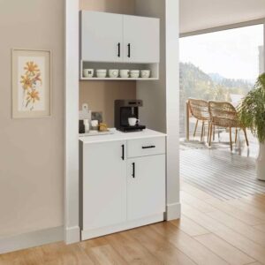 זוג ארונות מטבח עליון ותחתון דגם Opera מבית Tudo Design - צבע לבן