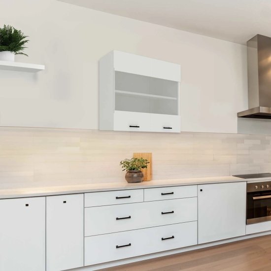 ארון שירות עליון למטבח 2 דלתות דגם Neta מבית Tudo Design - צבע לבן / זכוכית