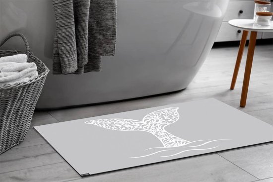 שטיח אמבטיה עם פטנט ספיגה 50x80 ס''מ דגם Art Whale Tail מבית Fennoma - צבע אפור