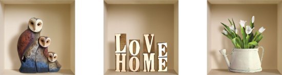 סט 3 מדבקות קיר 32x32 ס''מ מבית נישה קונספט - ינשופים