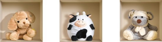 סט 3 מדבקות קיר 32x32 ס''מ מבית נישה קונספט - דובוני פרווה