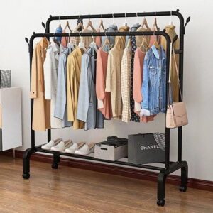 מתלה בגדים 2 קומות מבית StarShop - צבע שחור