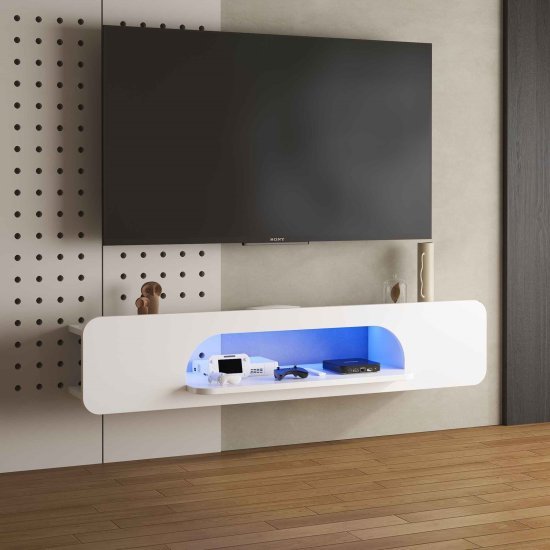 מזנון טלוויזיה צף ברוחב 146 ס''מ דגם Queens מבית StarShop - צבע לבן