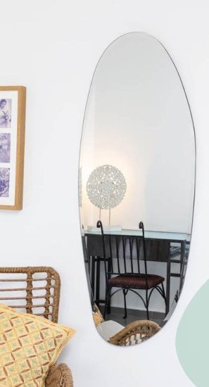 מראה טיפה אמורפית גדולה ללא מסגרת 100x40 ס''מ מבית Star Shop