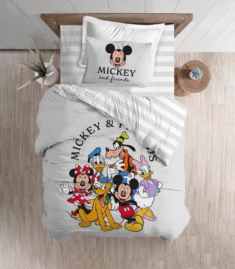 סט מצעים 3 חלקים 100% מיקרופייבר 90x200 ס''מ מבית Homestyle - דגם Mickey And The Gang