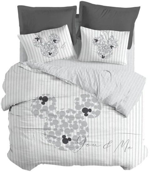 סט מצעים 4 חלקים ג'רסי 100% כותנה 160x200 ס''מ מבית Homestyle - דגם Disney Together Forever