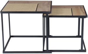 סט זוג שולחנות סלון וקפה מעוצבים דגם Madrid מבית Brand Direct - גוון עץ