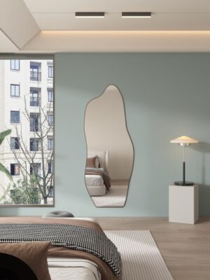 מראת גוף אמורפית סטנד ותלייה מסגרת שחורה 70x170 ס''מ דגם Malaga מבית Star Shop