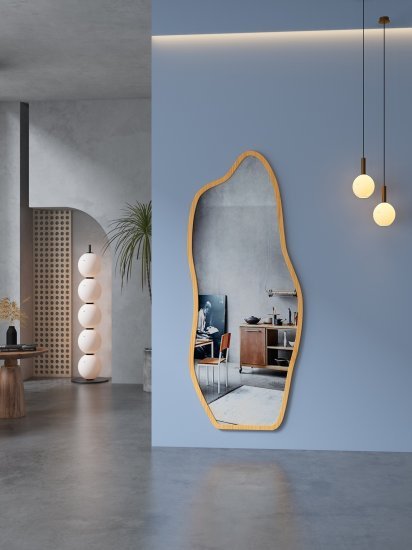 מראת גוף אמורפית סטנד ותלייה מסגרת עץ 70x170 ס''מ דגם Vigo מבית Star Shop