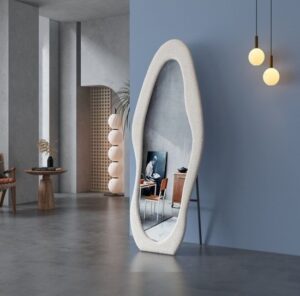 מראת גוף אמורפית סטנד ותלייה בד בגוון לבן 60x160 ס''מ דגם PEROL מבית Star Shop