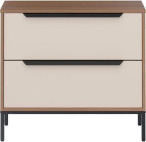 שידת לילה דגם דותן מבית Ramos - צבע אלון כהה / לבן