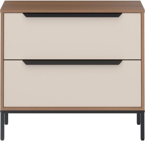 שידת לילה דגם דותן מבית Ramos - צבע אלון כהה / לבן