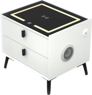 שידה חכמה עם טעינה אלחוטית ורמקולי Bluetooth מבית Multi Garden - צבע לבן